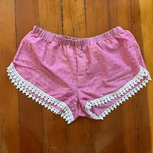 Pink Lace Trim Shorts